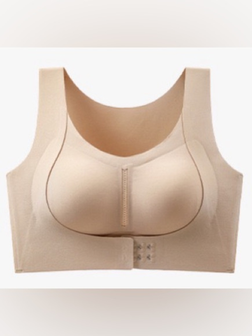 Seamless Front-Close Nude Comfort Bra - Supportive Wireless Design